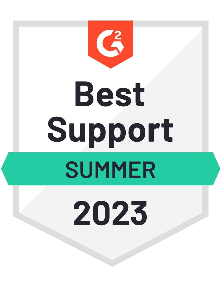 A G2 Reviews badge with the words Easiest Setup, Winter 2023