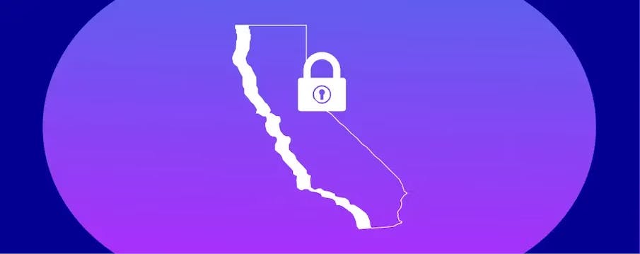 A composite image of the state of California and a lock icon