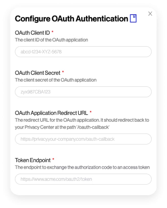 Configuration of OAuth Authentification screenshot